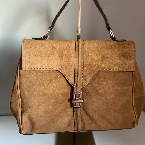 NWT Amerai Cuoio  Genuine Suede Top Handle Satchel - Picture 3 of 14